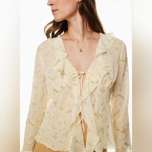 Aritzia Frenchie Floral Butter Yellow Top